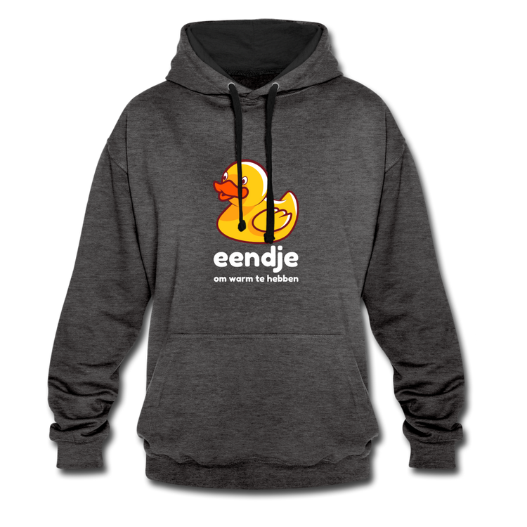 eendje om warm te hebben - Unisex Contrast Hoodie - antraciet/zwart