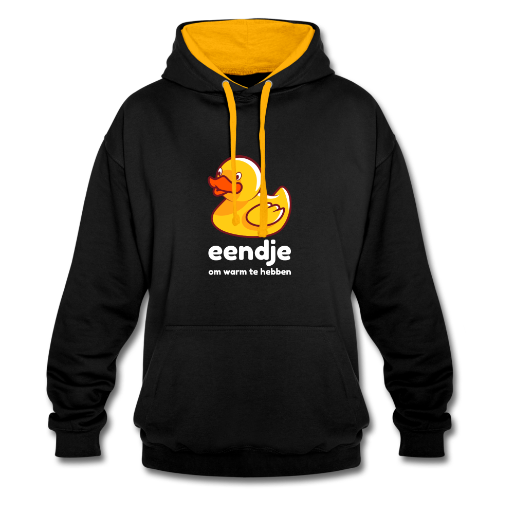 eendje om warm te hebben - Unisex Contrast Hoodie - zwart/goud