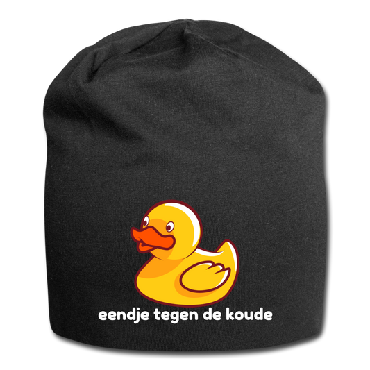 eendje tegen de koude - Jersey Beanie - zwart