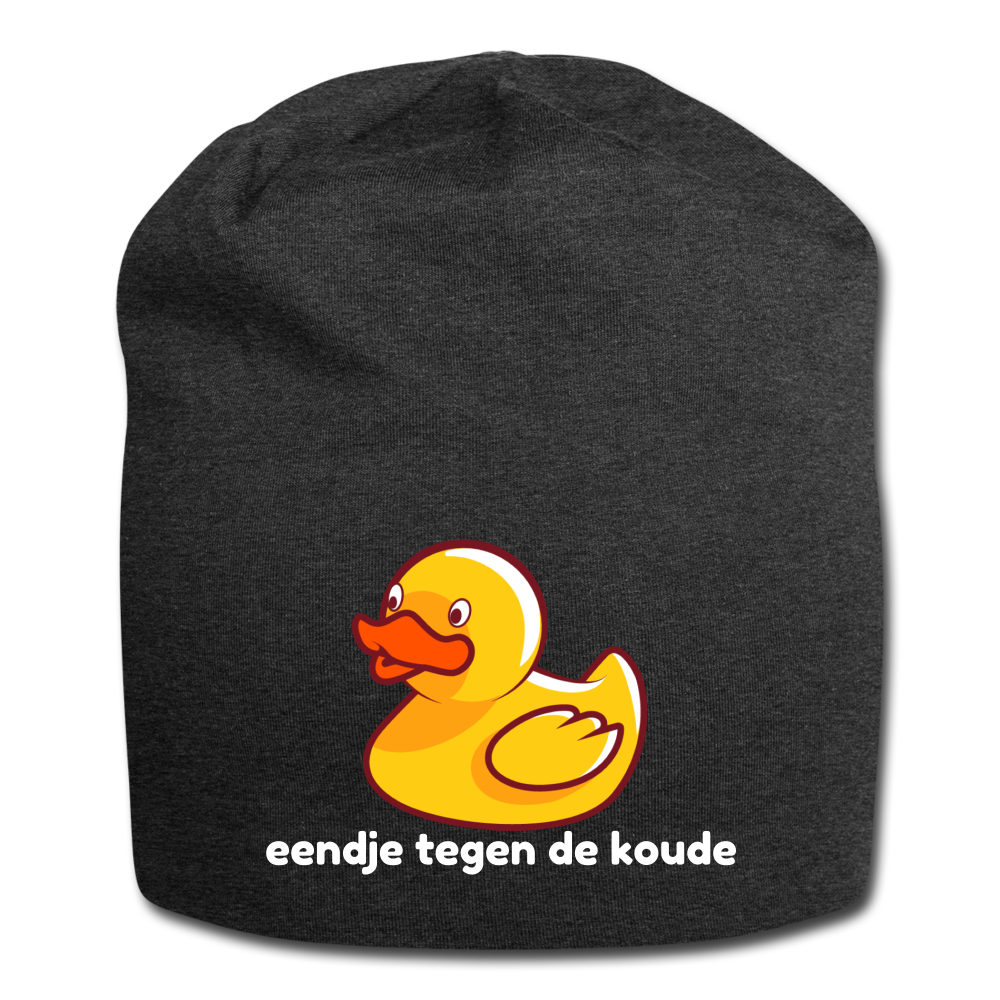 eendje tegen de koude - Jersey Beanie - houtskool