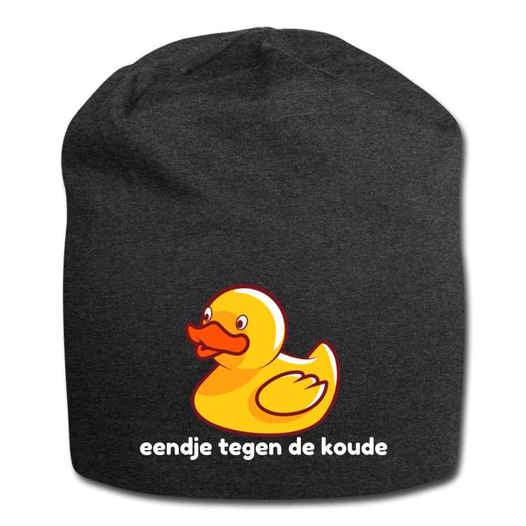 eendje tegen de koude - Jersey Beanie - houtskool